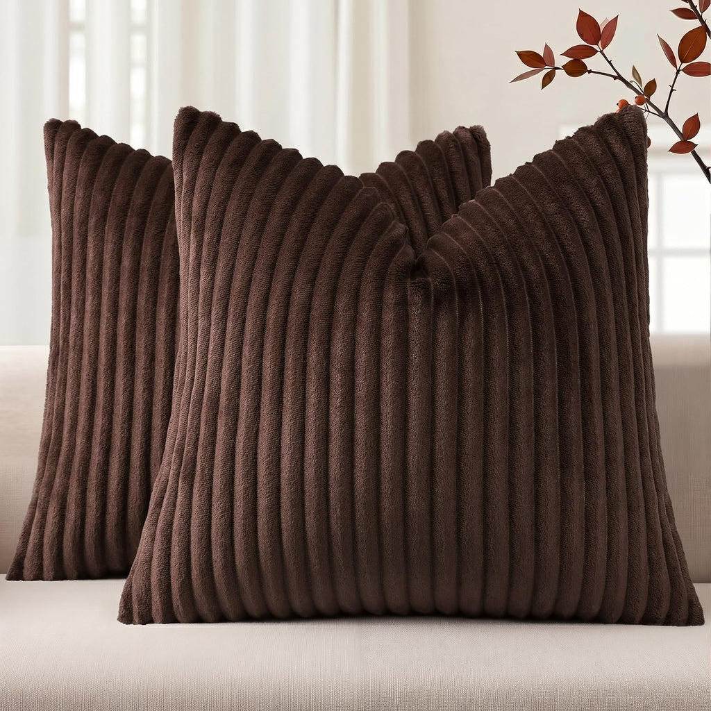 Simmore Fall Soft Cream White Flannel Throw Pillow Covers 24X24 Set of 2
