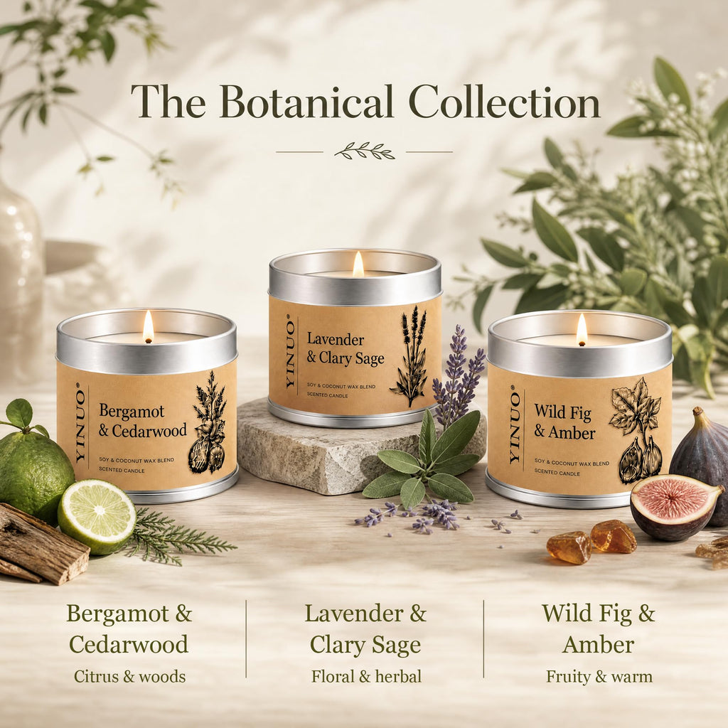 Yinuo Mirror Scented Candles Gift Set for Women, 6x100g Soy Wax, 6 Scents