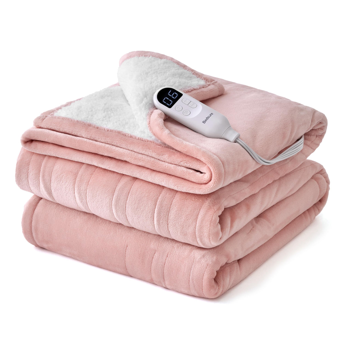Bedsure Faux Fur Heated Blanket Twin Size, Tie-Dye Electric Blanket, Black