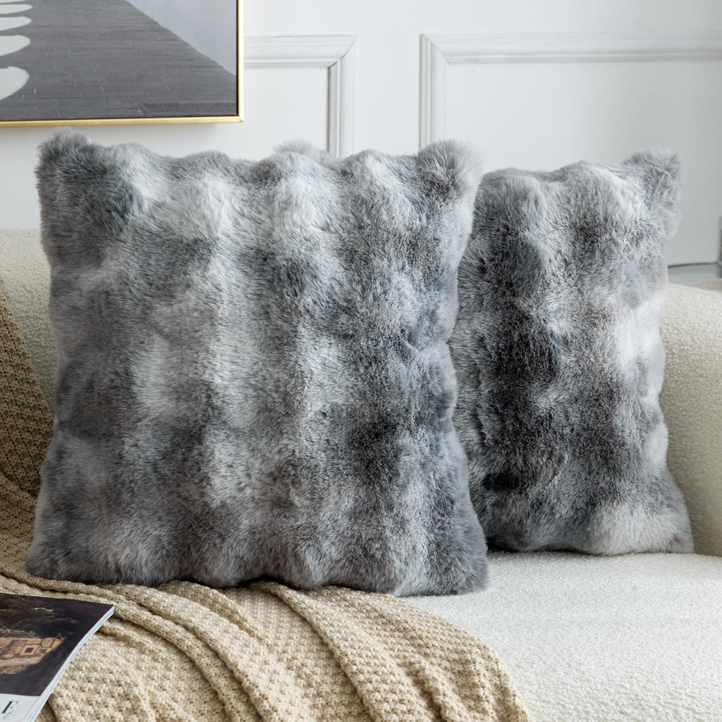 Madizz Pack of 2 Thick Plush Faux Wool Cushion Covers 45x45 cm Cream Soft Neutral Decorative Throw Pillow Covers Accent Boho Pillowcases for Couch Sofa Bedroom Pillow Shell