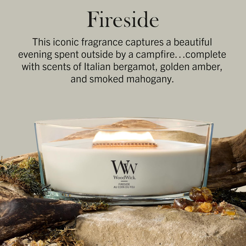 WoodWick Ellipse Scented Candle | Fireside | with Crackling Wick | Burn Time: Up to 50 Hours