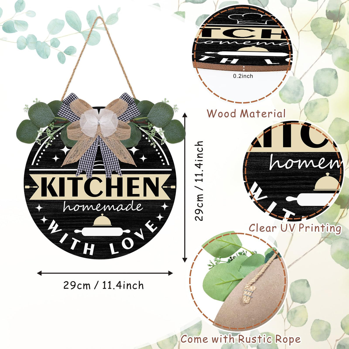 TOARTi Kitchen Hanging Rustic Signs Farmhouse Round Wall Art Home 11.5in