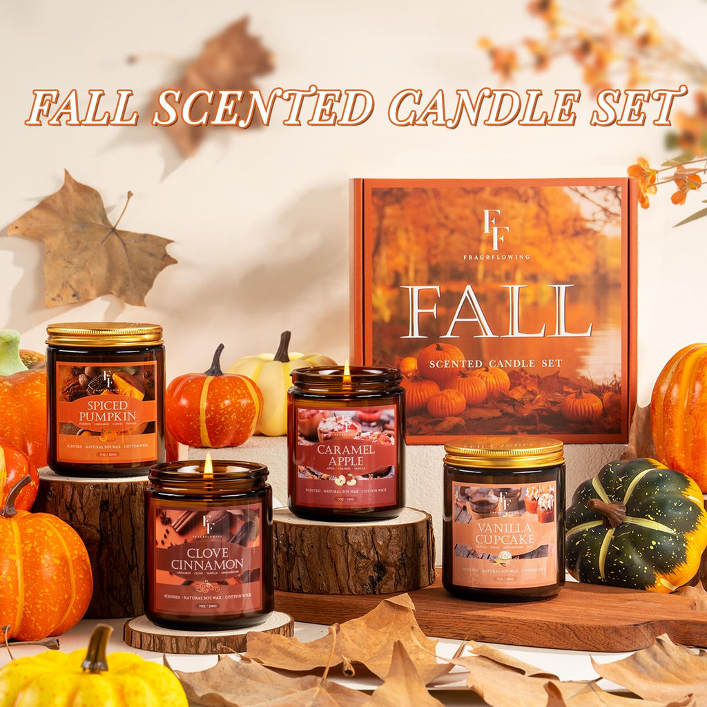 FF FRAGRFLOWING Autumn Candle, 6-Pack Soy Wax Scented Candles