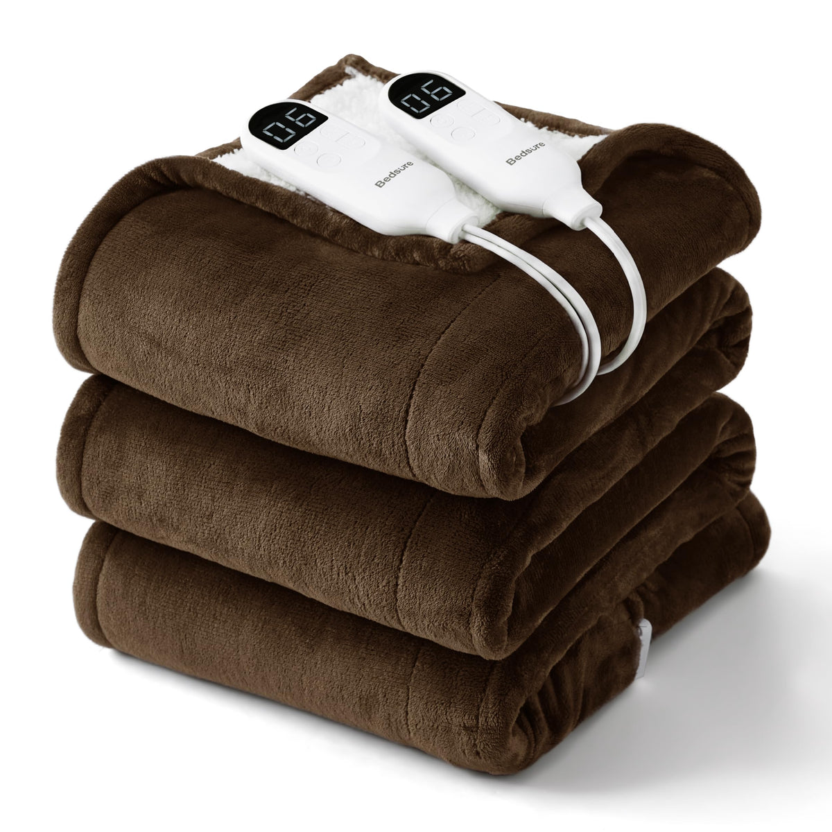 Bedsure Faux Fur Heated Blanket Twin Size, Tie-Dye Electric Blanket, Black