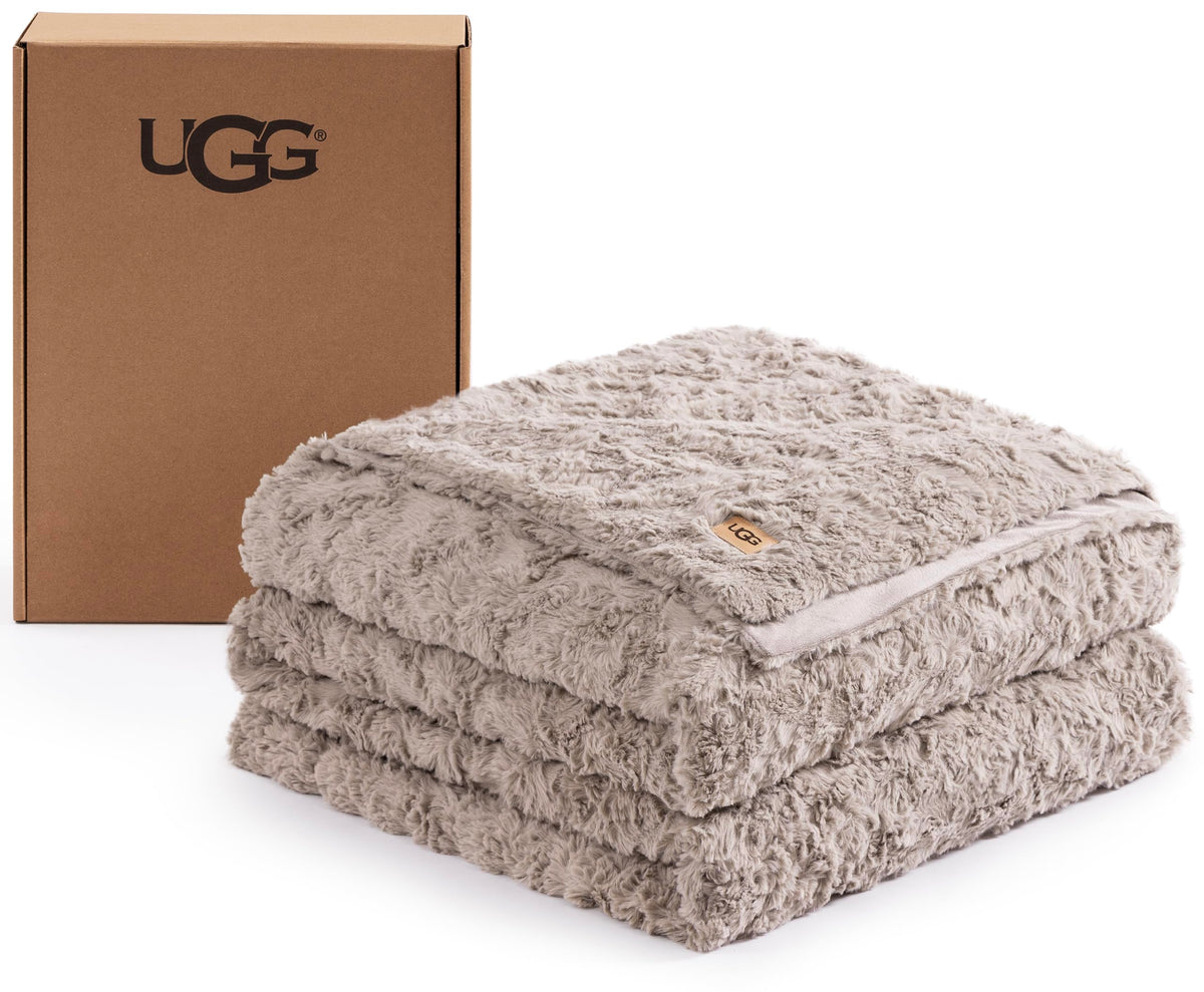 UGG Adalee Throw Blanket for Bed, Faux Fur Blanket, 50" x 70", Brown