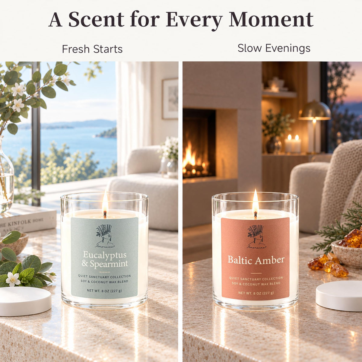 Scented Candles Gift Set, All Occasions Home Spa Gift Box for Relaxation (6 Pack Autumn Glow Collection)