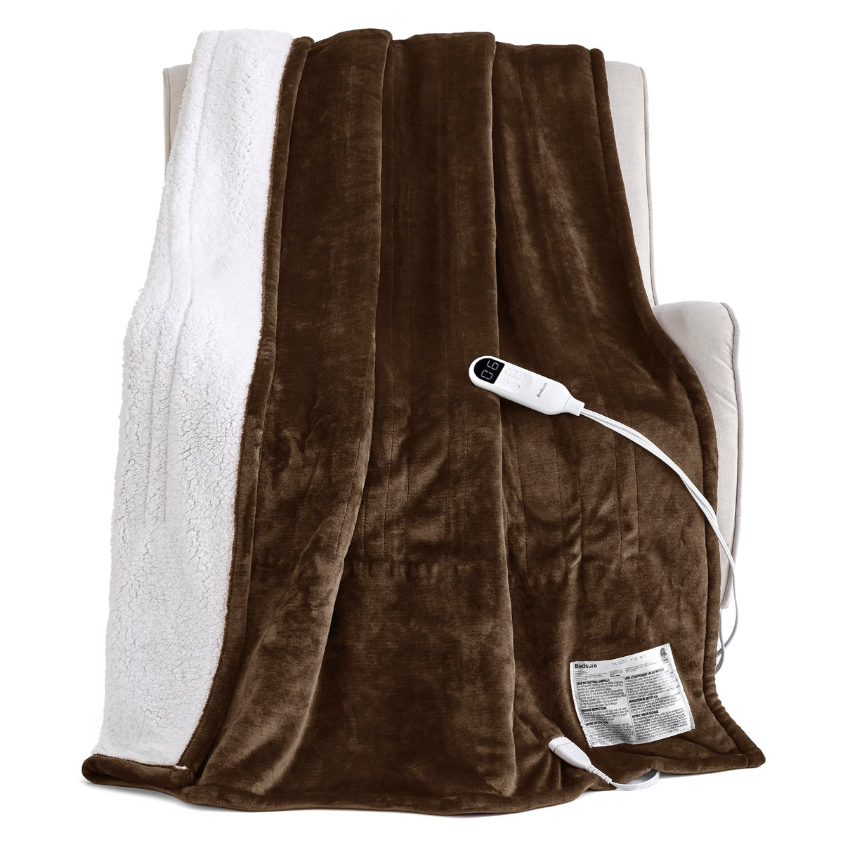 Bedsure Faux Fur Heated Blanket Twin Size, Tie-Dye Electric Blanket, Black