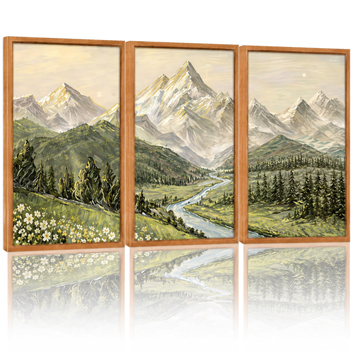 Framed Monet Wall Art Set of 3, Impressionist Botanical Floral Canvas Wall Decor, Vintage Cottagecore Artwork Paintings, Nature Landscape Flowers Prints for Living Room Bedroom, 30 x 40 cm x 3