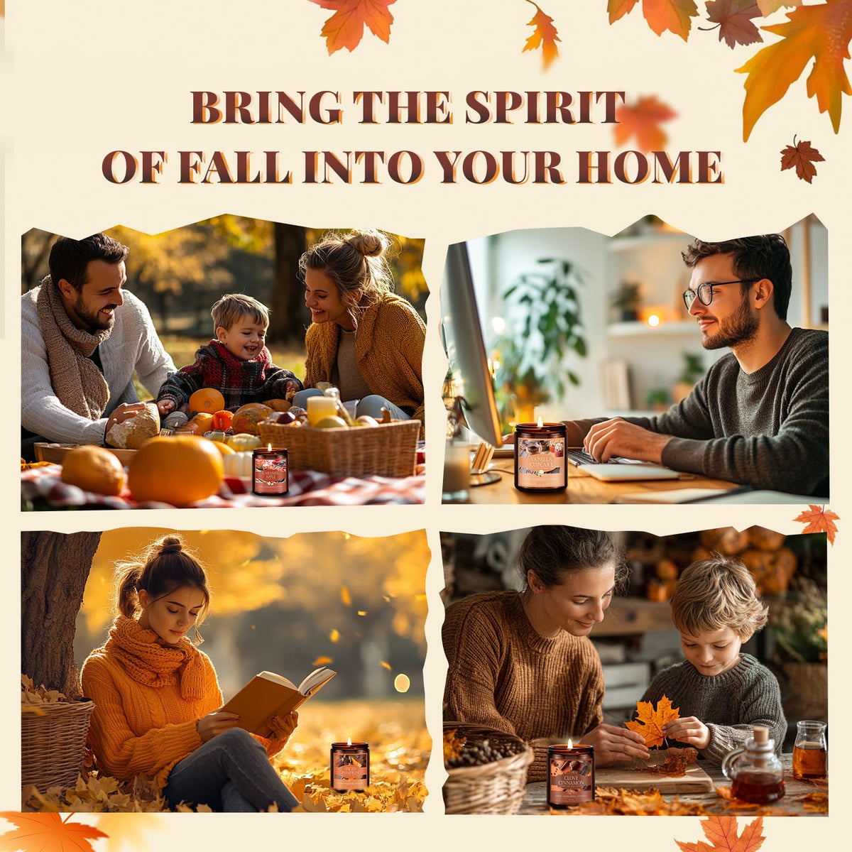 FF FRAGRFLOWING Autumn Candle, 6-Pack Soy Wax Scented Candles