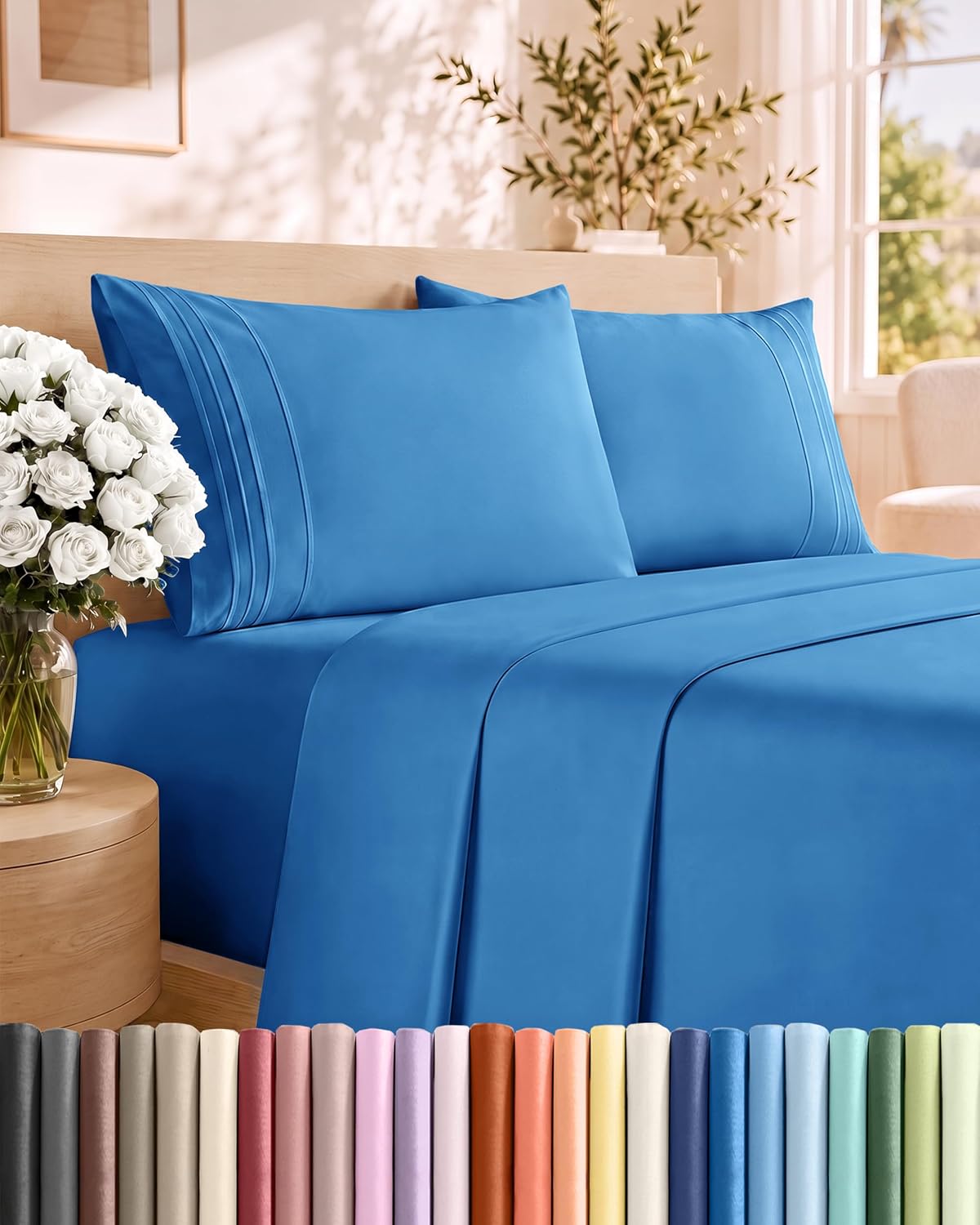 Queen Size 4 Piece Sheet Set - Breathable & Cooling Sheets - Dark Grey