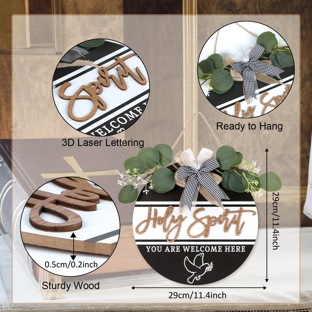 TOARTi Kitchen Hanging Rustic Signs Farmhouse Round Wall Art Home 11.5in