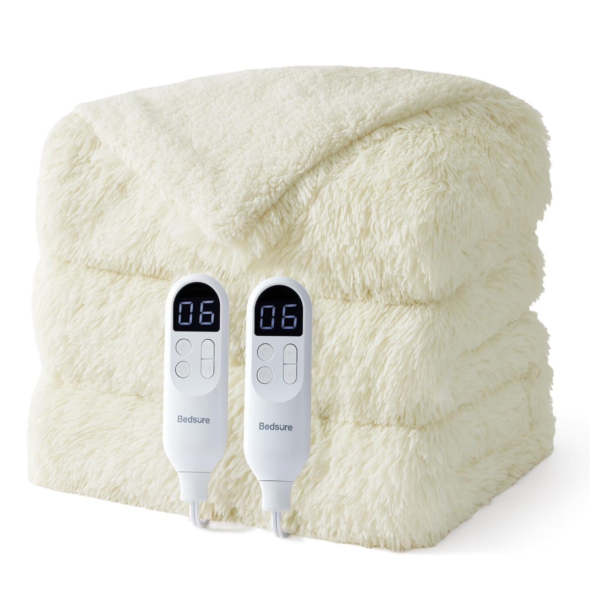 Bedsure Faux Fur Heated Blanket Twin Size, Tie-Dye Electric Blanket, Black