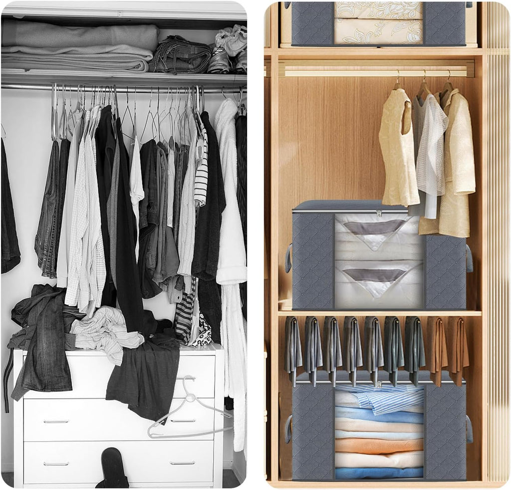 ASelected 3 Pack Clothes Storage Bag, 60L Underbed Storage Boxes with ...