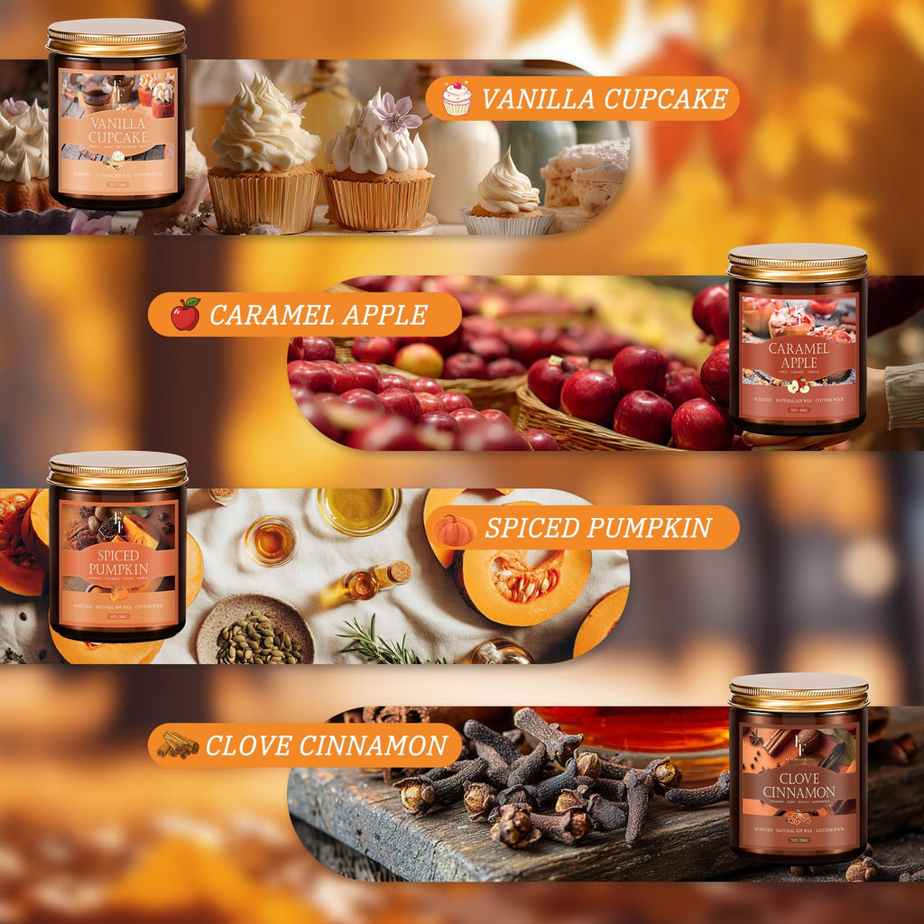 FF FRAGRFLOWING Autumn Candle, 6-Pack Soy Wax Scented Candles