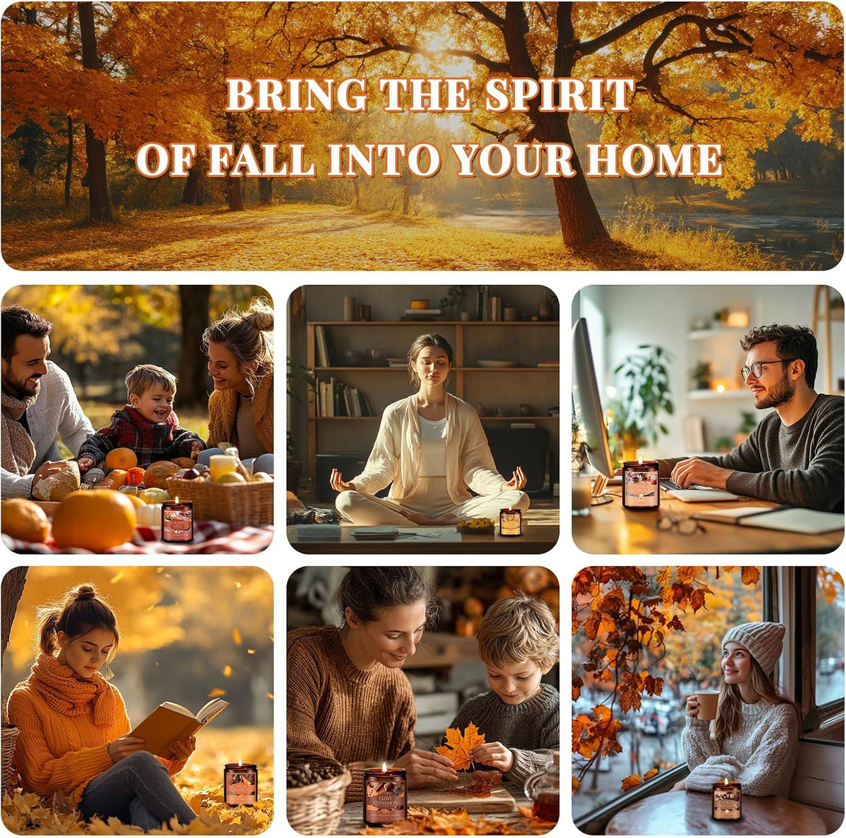 FF FRAGRFLOWING Autumn Candle, 6-Pack Soy Wax Scented Candles