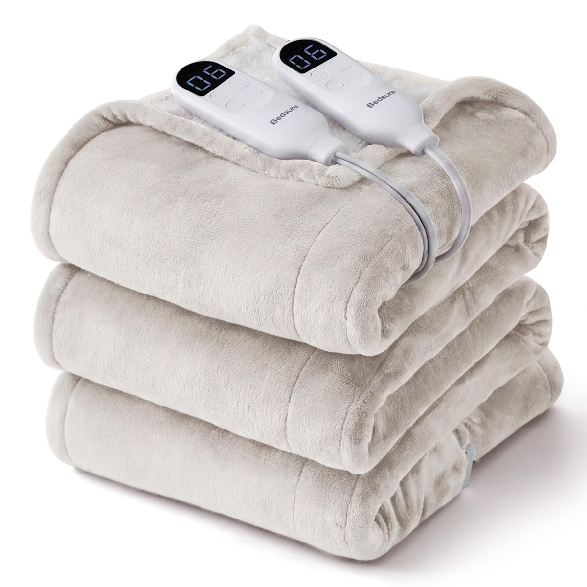Bedsure Faux Fur Heated Blanket Twin Size, Tie-Dye Electric Blanket, Black