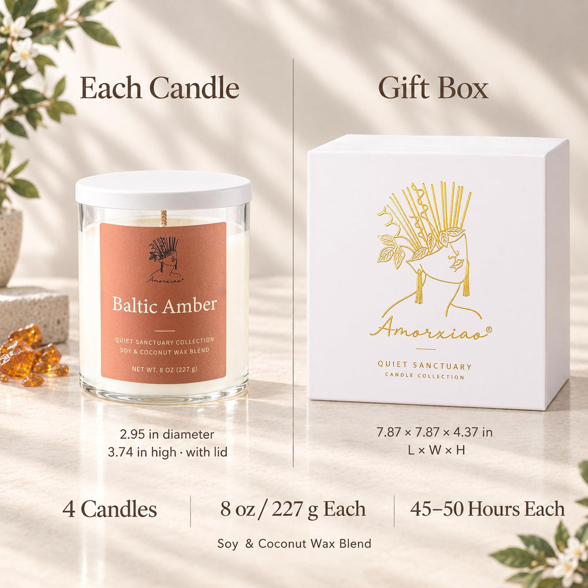 Scented Candles Gift Set, All Occasions Home Spa Gift Box for Relaxation (6 Pack Autumn Glow Collection)