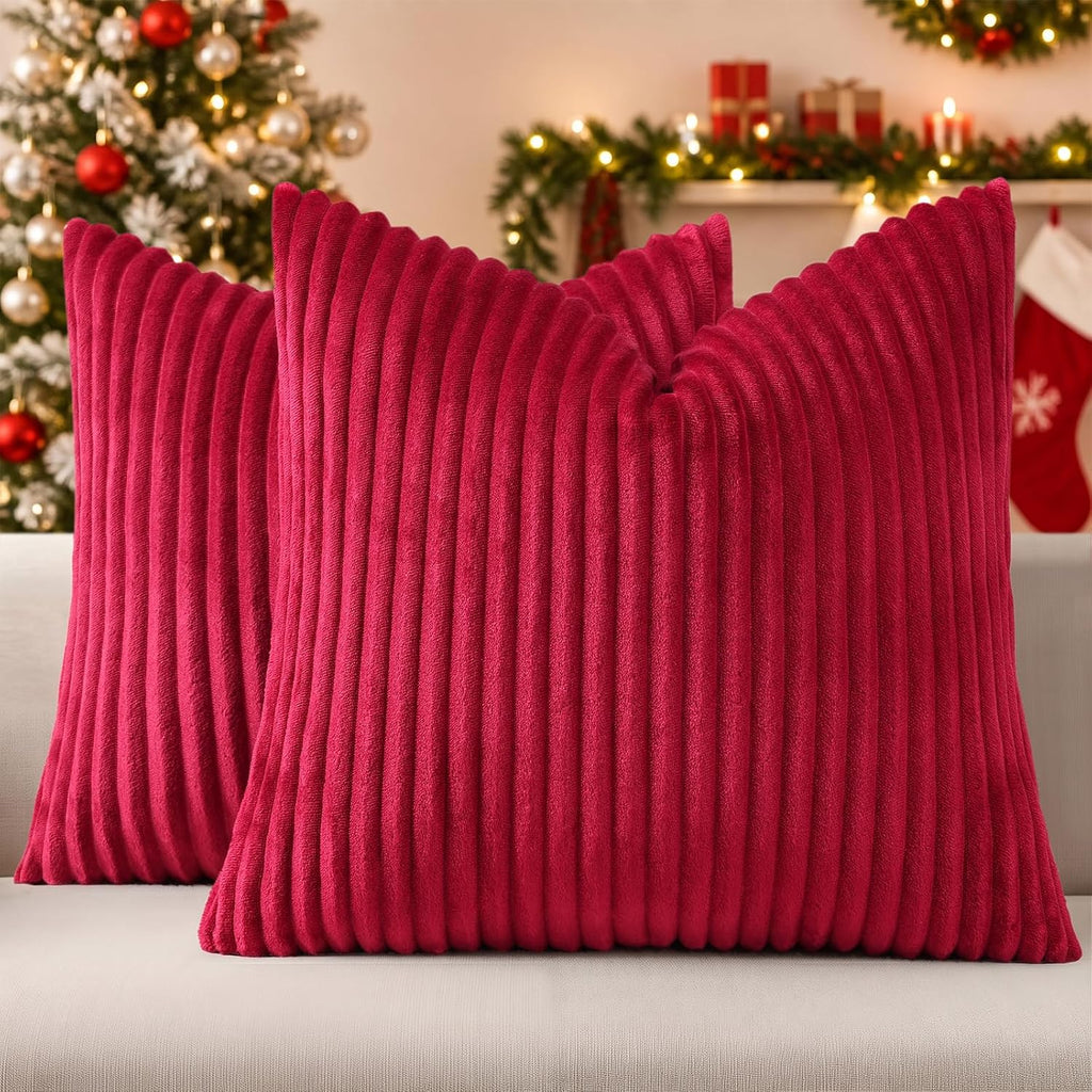 Simmore Fall Soft Cream White Flannel Throw Pillow Covers 24X24 Set of 2