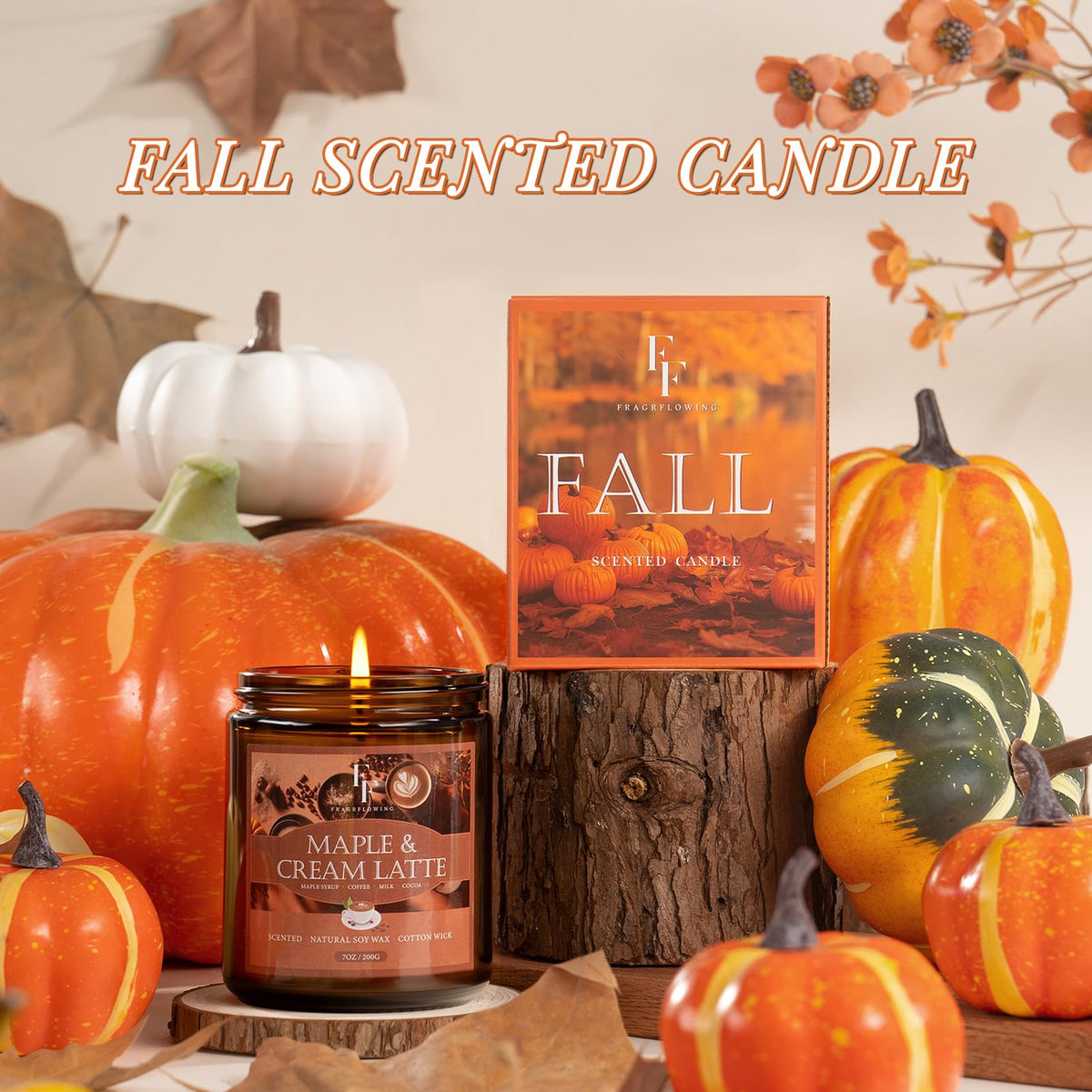 FF FRAGRFLOWING Autumn Candle, 6-Pack Soy Wax Scented Candles