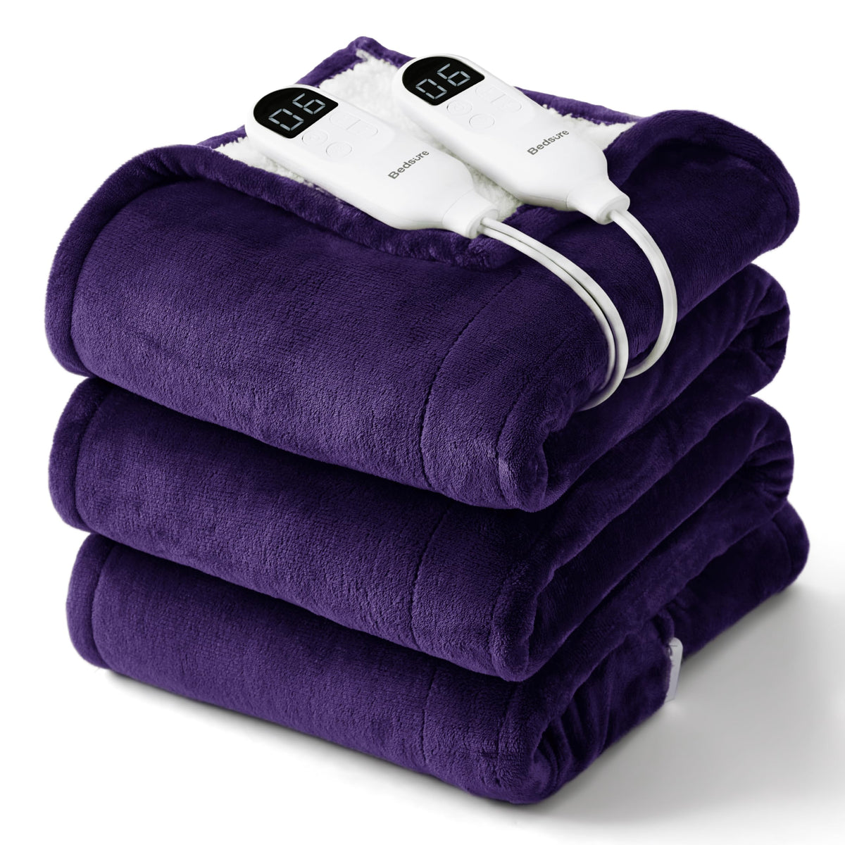 Bedsure Faux Fur Heated Blanket Twin Size, Tie-Dye Electric Blanket, Black