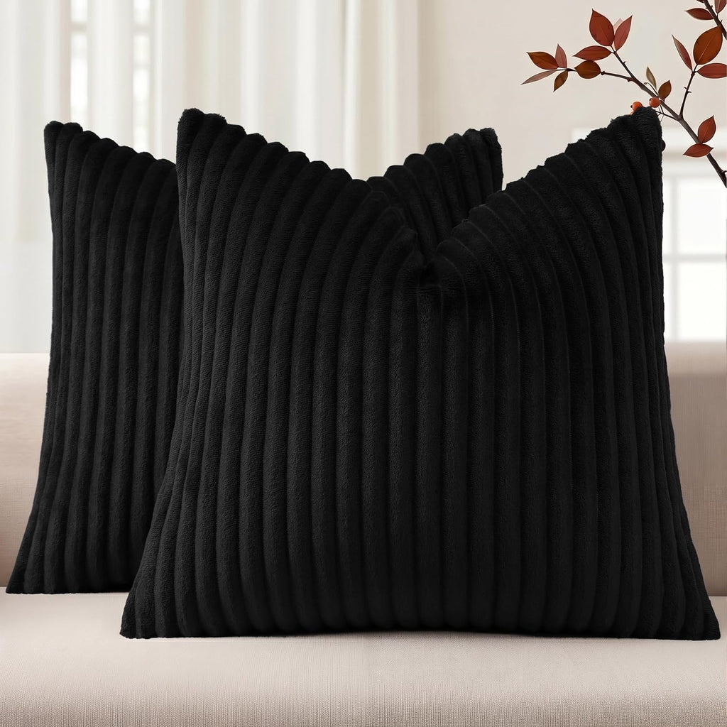 Simmore Fall Soft Cream White Flannel Throw Pillow Covers 24X24 Set of 2