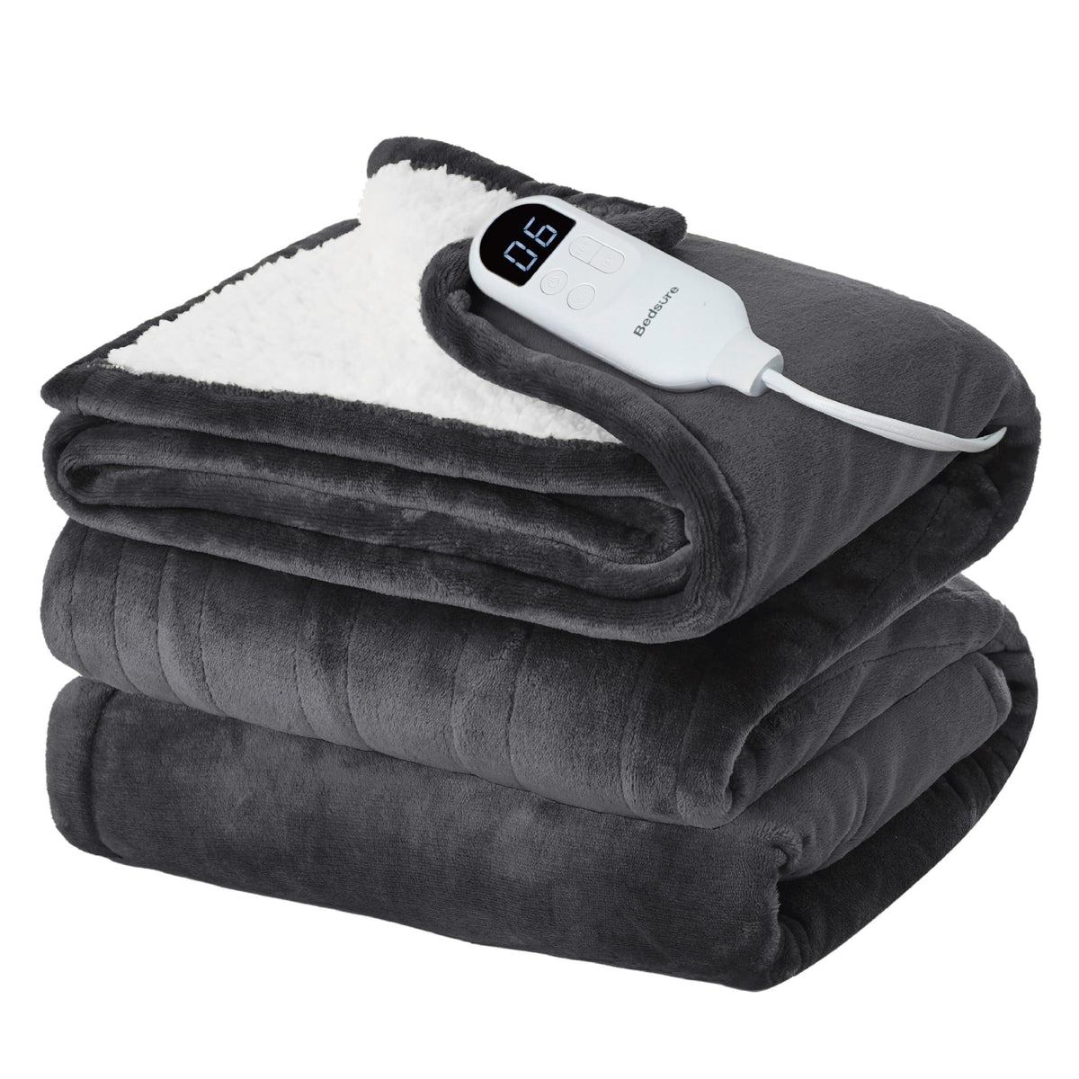Bedsure Faux Fur Heated Blanket Twin Size, Tie-Dye Electric Blanket, Black