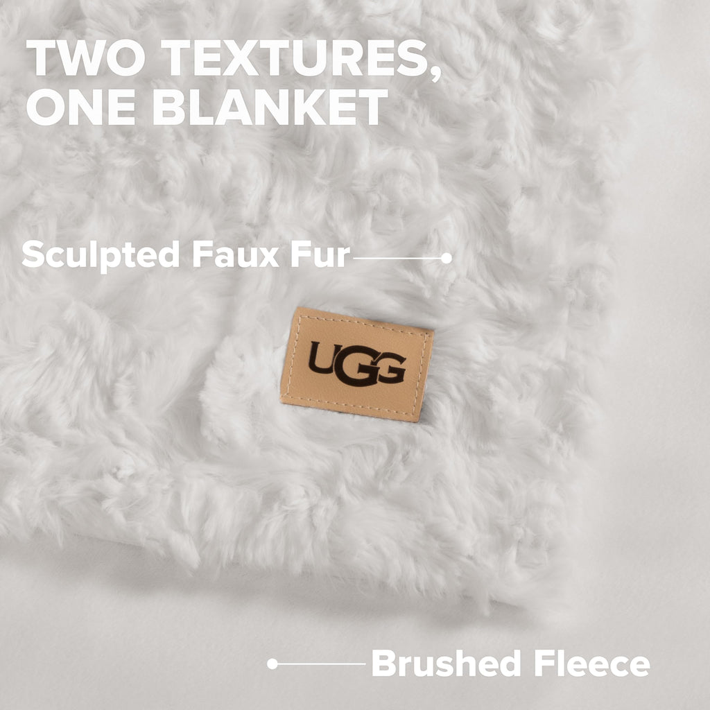 UGG Adalee Throw Blanket for Bed, Faux Fur Blanket, 50" x 70", Brown