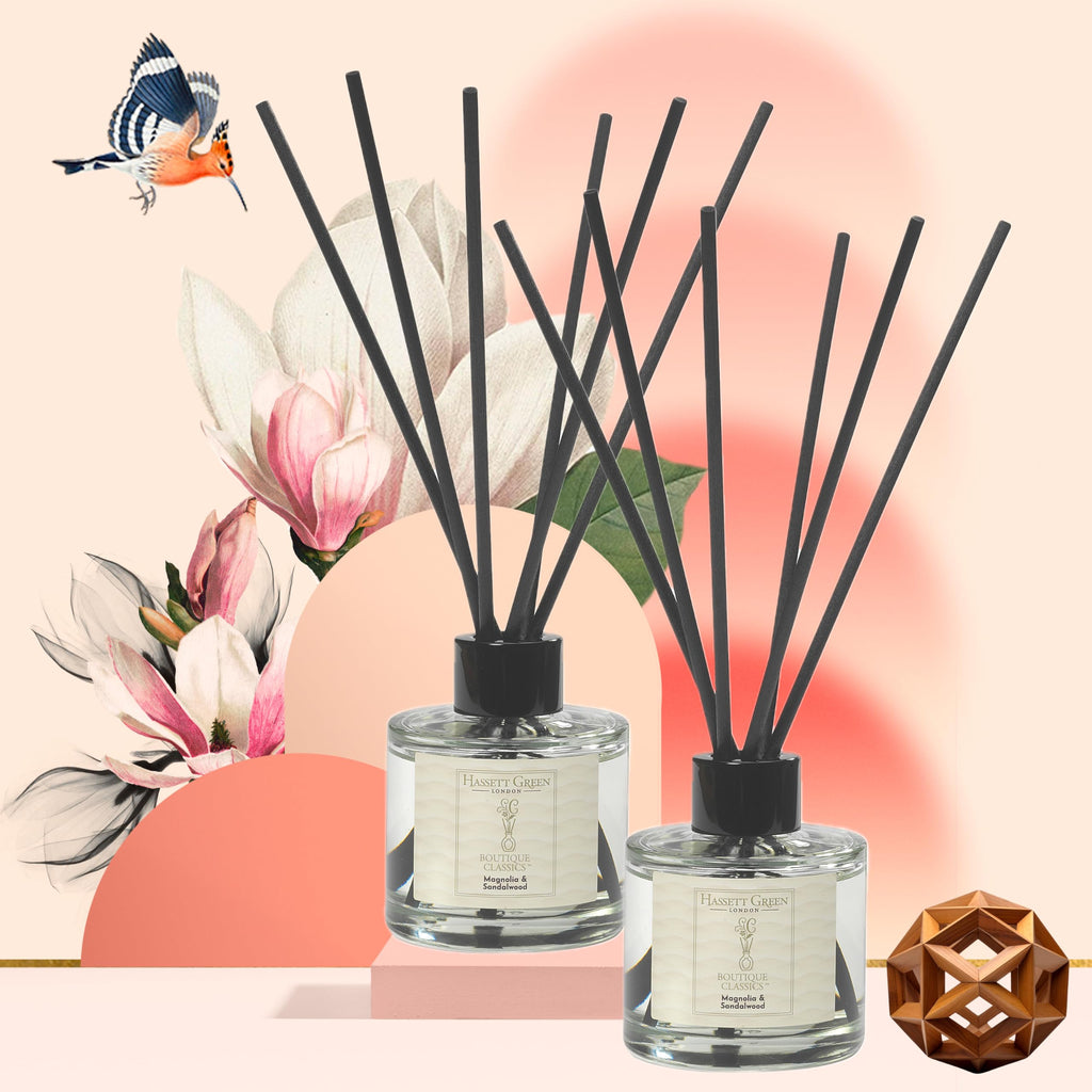 Hassett Green London Boutique Classics Damask Rose & Oud - Reed Diffuser Duo Set - 2 x 125ml - Reduced Packaging