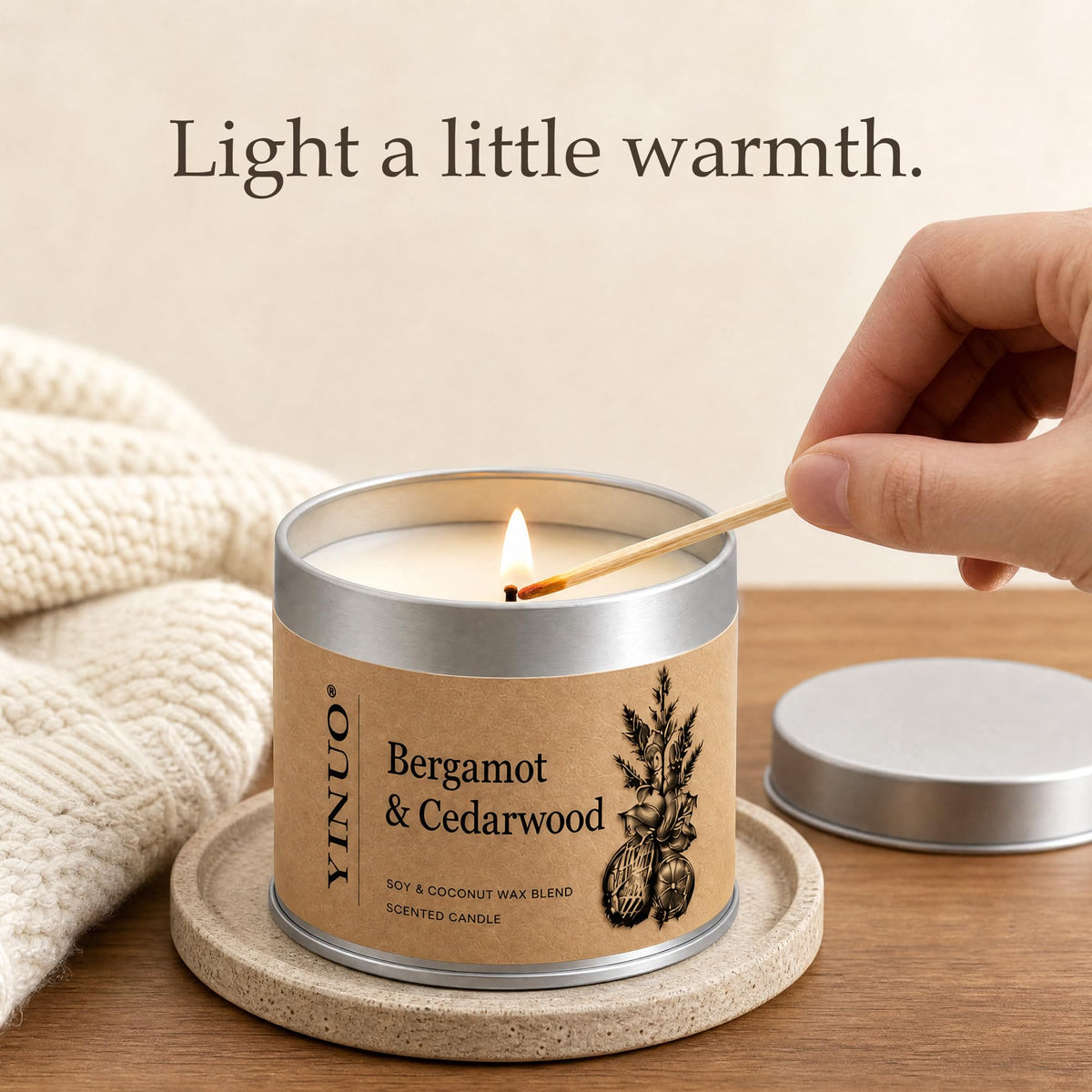 Yinuo Mirror Scented Candles Gift Set for Women, 6x100g Soy Wax, 6 Scents