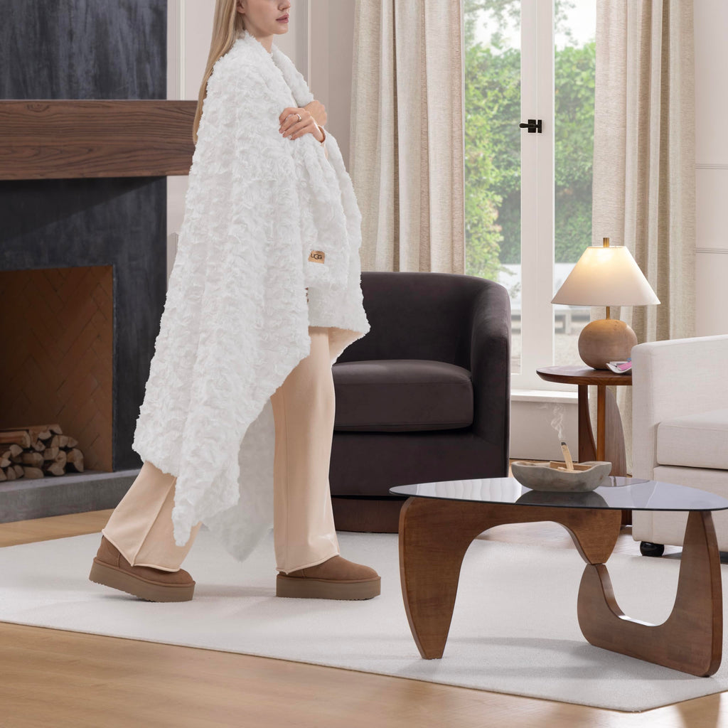 UGG Adalee Throw Blanket for Bed, Faux Fur Blanket, 50" x 70", Brown