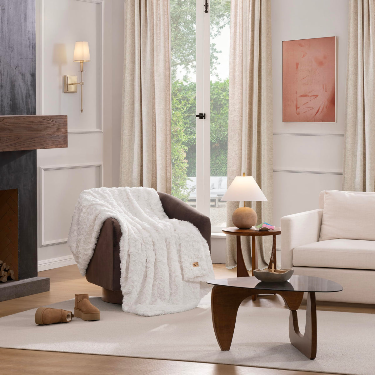 UGG Adalee Throw Blanket for Bed, Faux Fur Blanket, 50" x 70", Brown