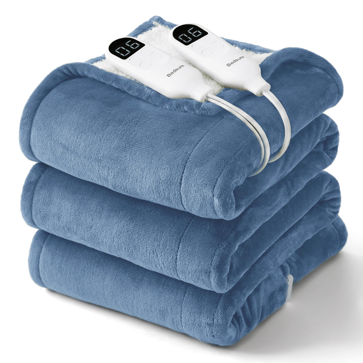 Bedsure Faux Fur Heated Blanket Twin Size, Tie-Dye Electric Blanket, Black