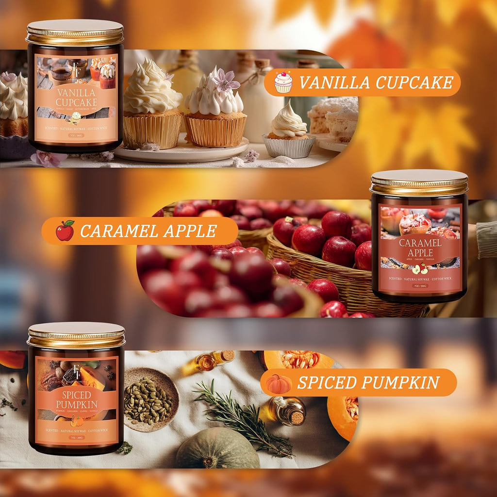 FF FRAGRFLOWING Autumn Candle, 6-Pack Soy Wax Scented Candles