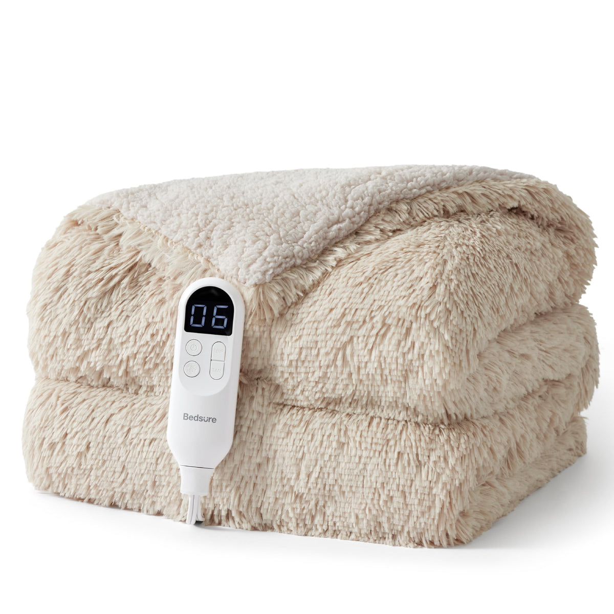 Bedsure Faux Fur Heated Blanket Twin Size, Tie-Dye Electric Blanket, Black