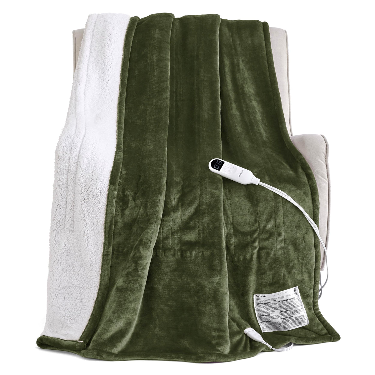 Bedsure Faux Fur Heated Blanket Twin Size, Tie-Dye Electric Blanket, Black