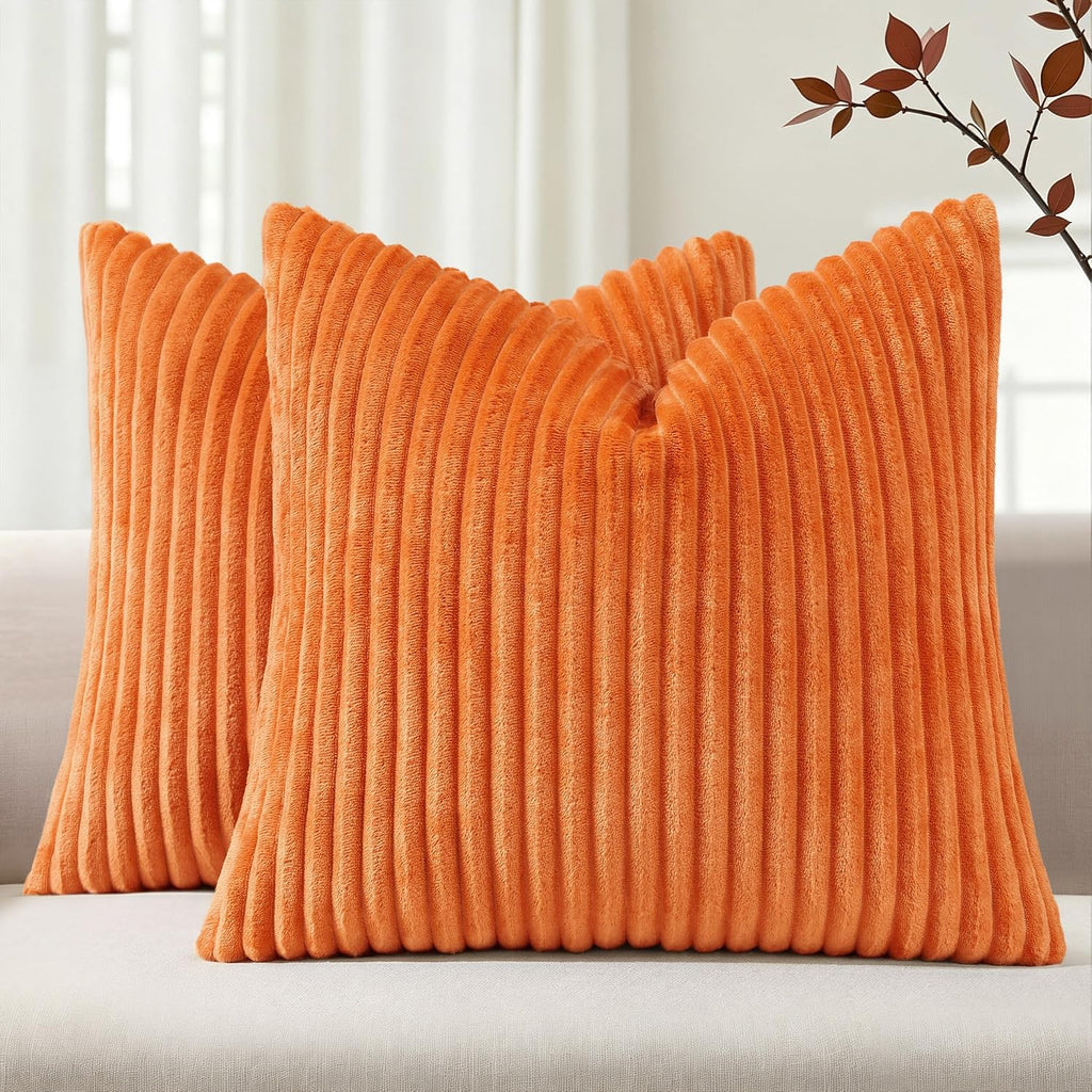 Simmore Fall Soft Cream White Flannel Throw Pillow Covers 24X24 Set of 2