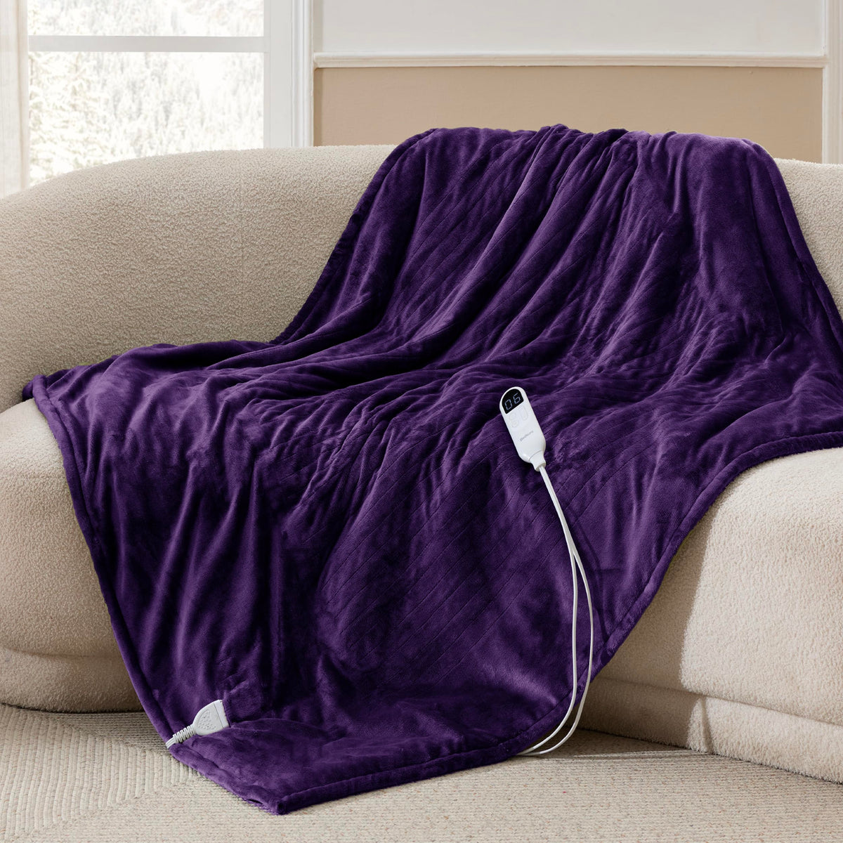 Bedsure Faux Fur Heated Blanket Twin Size, Tie-Dye Electric Blanket, Black