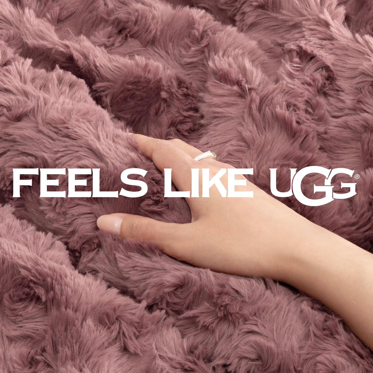 UGG Adalee Throw Blanket for Bed, Faux Fur Blanket, 50" x 70", Brown