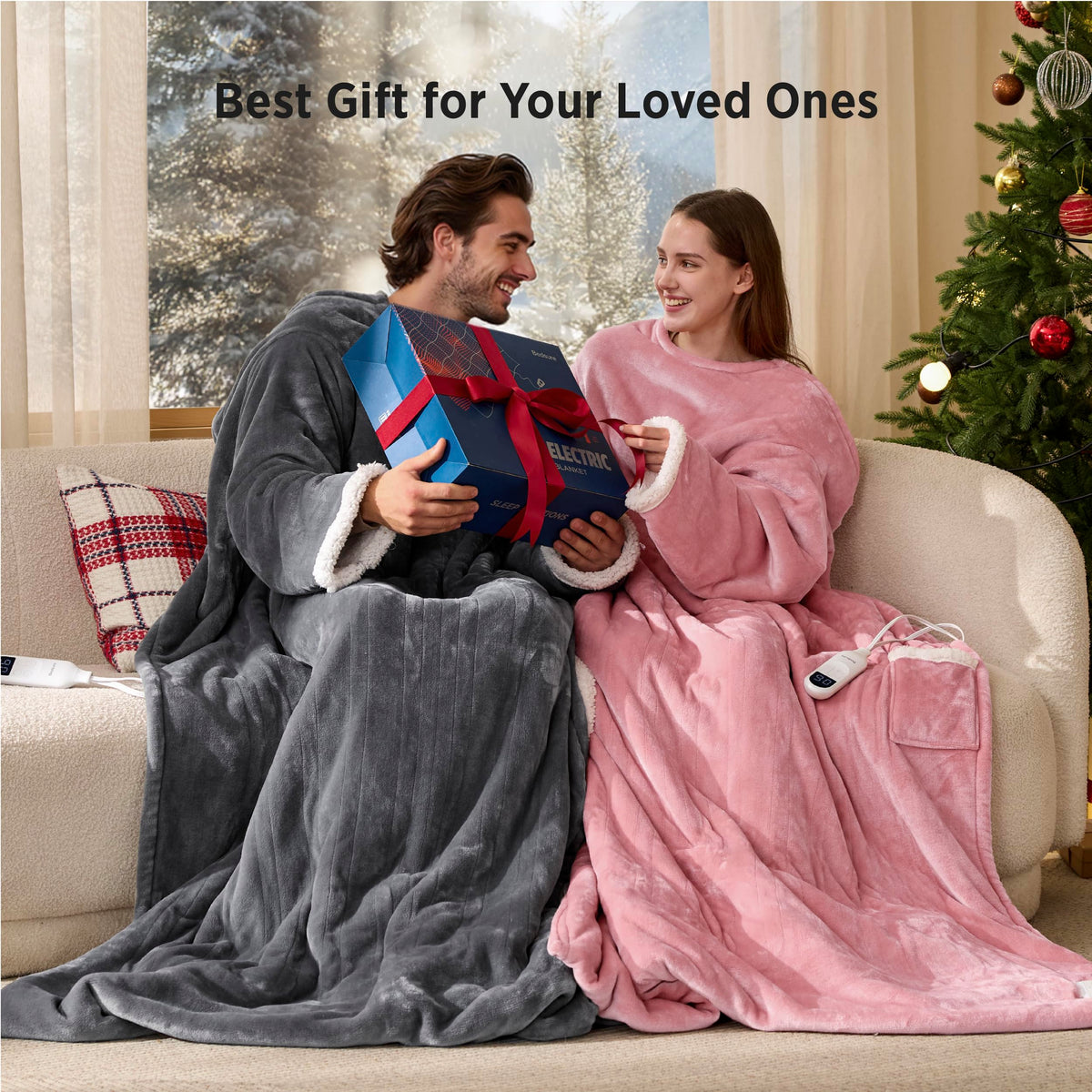 Bedsure Fleece Wearable Heated Blanket - Electric Throw, 127 x 180 cm, Grey