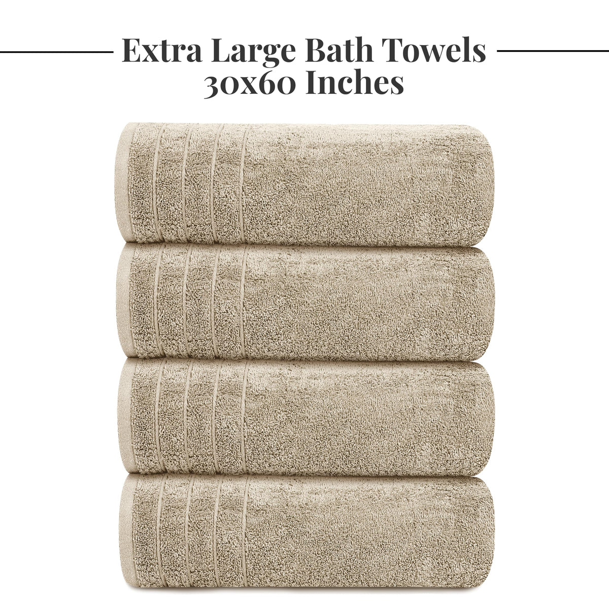 Tens Towels 4 Piece Extra Large Bath Towels 30 x 60 Inches, Dark Grey