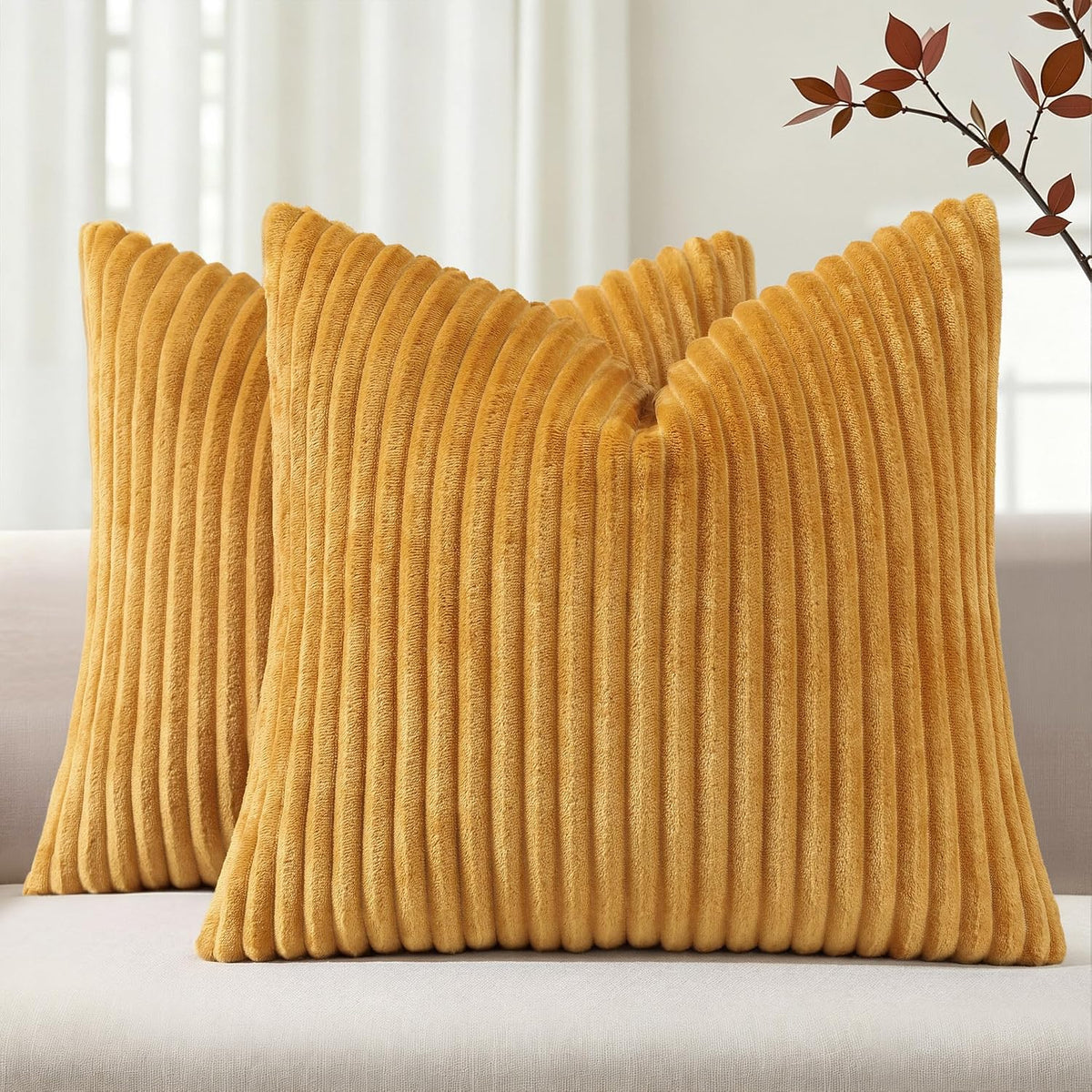 Simmore Fall Soft Cream White Flannel Throw Pillow Covers 24X24 Set of 2