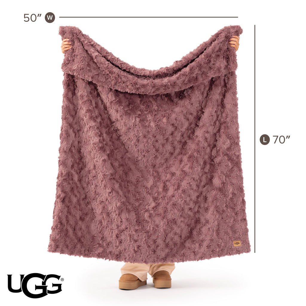 UGG Adalee Throw Blanket for Bed, Faux Fur Blanket, 50" x 70", Brown