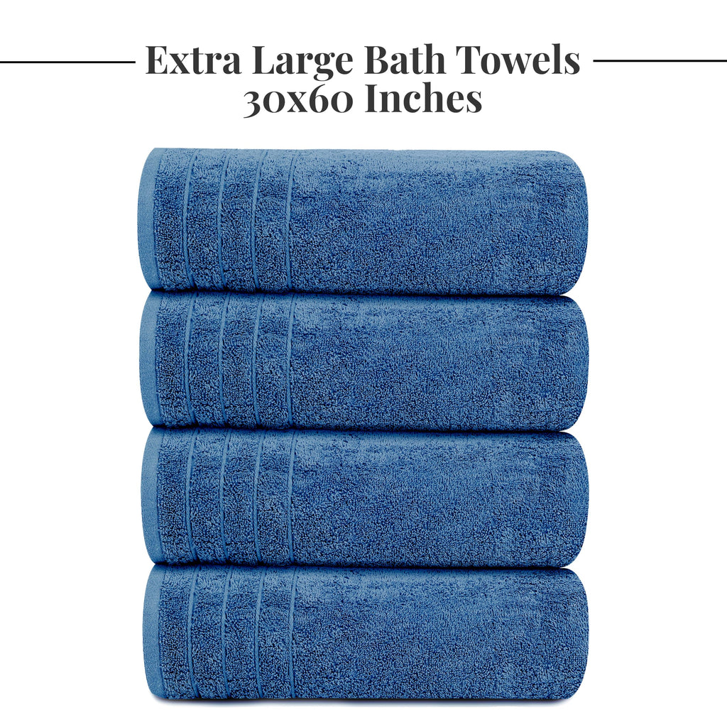 Tens Towels 4 Piece Extra Large Bath Towels 30 x 60 Inches, Dark Grey
