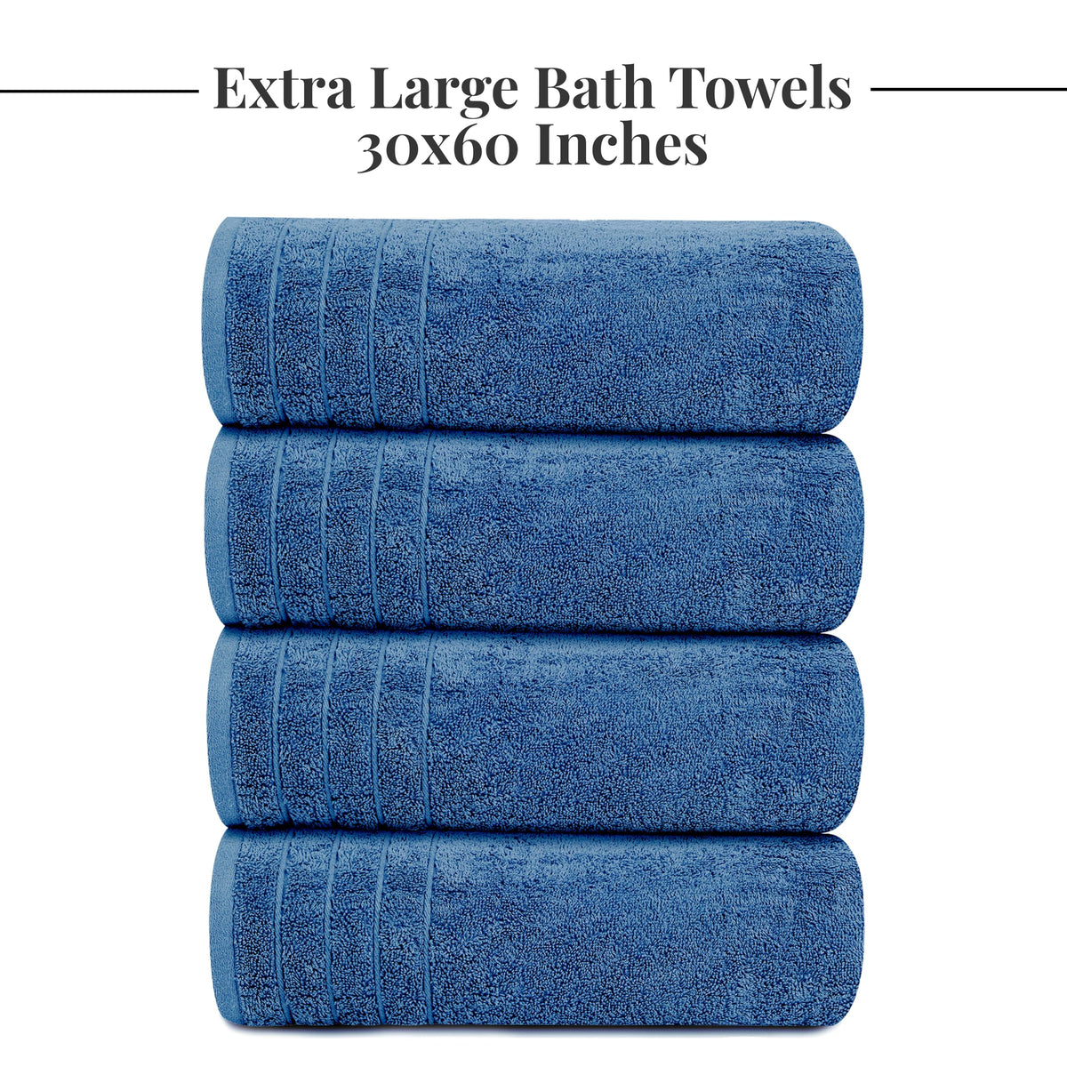 Tens Towels 4 Piece Extra Large Bath Towels 30 x 60 Inches, Dark Grey