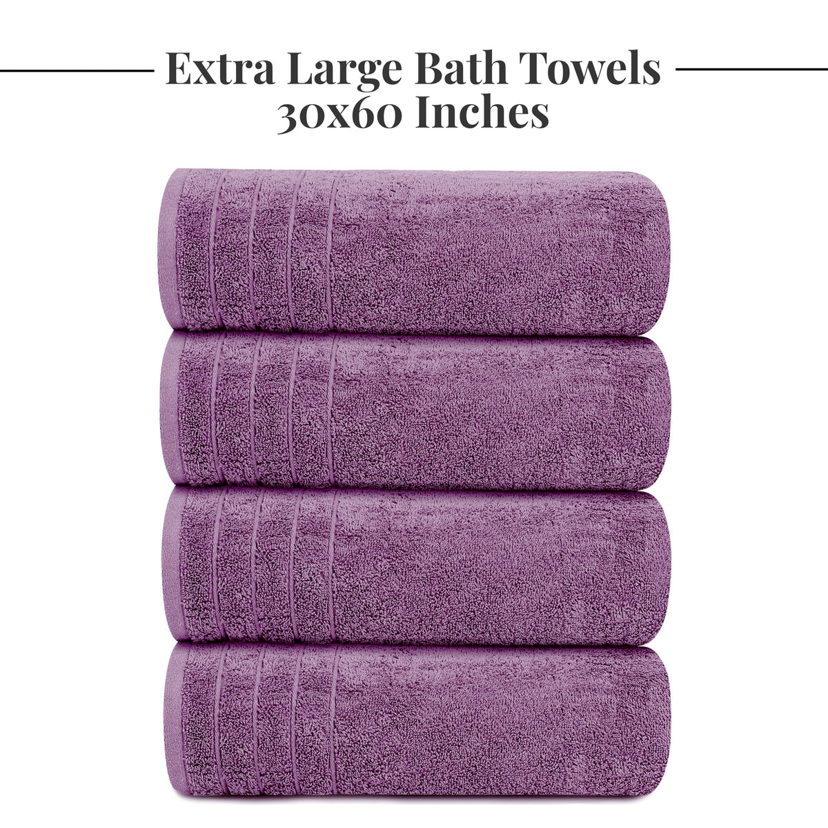 Tens Towels 4 Piece Extra Large Bath Towels 30 x 60 Inches, Dark Grey