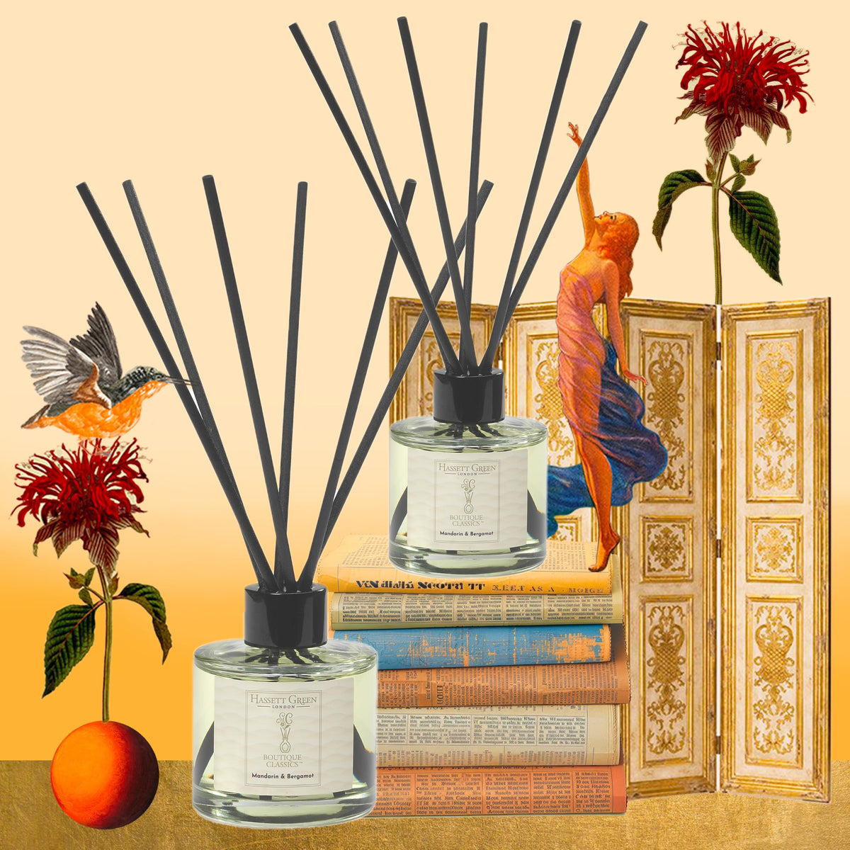 Hassett Green London Boutique Classics Damask Rose & Oud - Reed Diffuser Duo Set - 2 x 125ml - Reduced Packaging