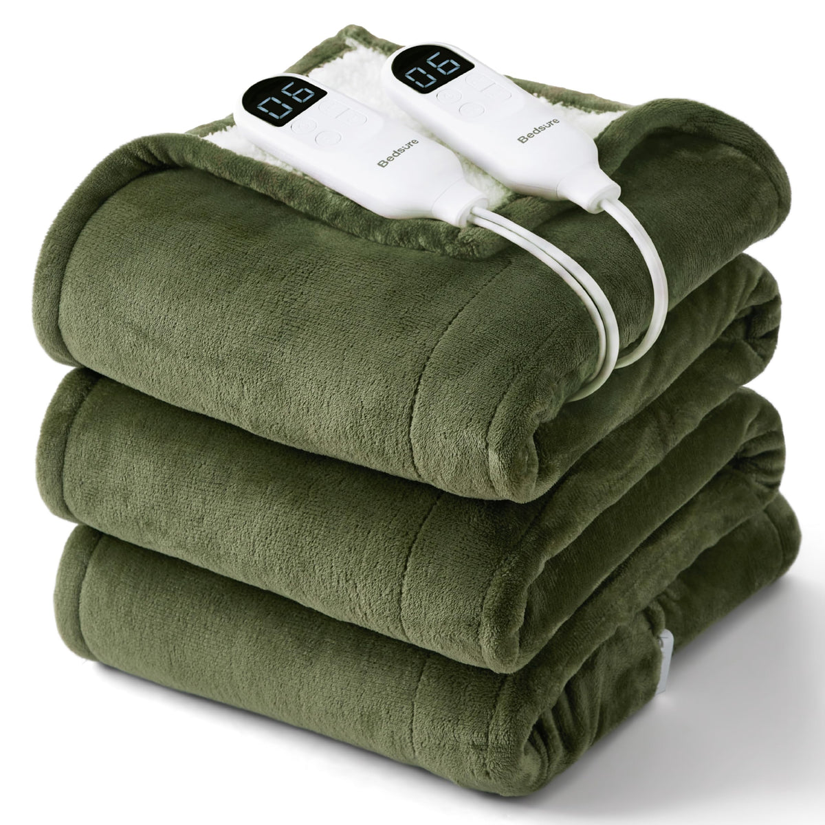 Bedsure Faux Fur Heated Blanket Twin Size, Tie-Dye Electric Blanket, Black