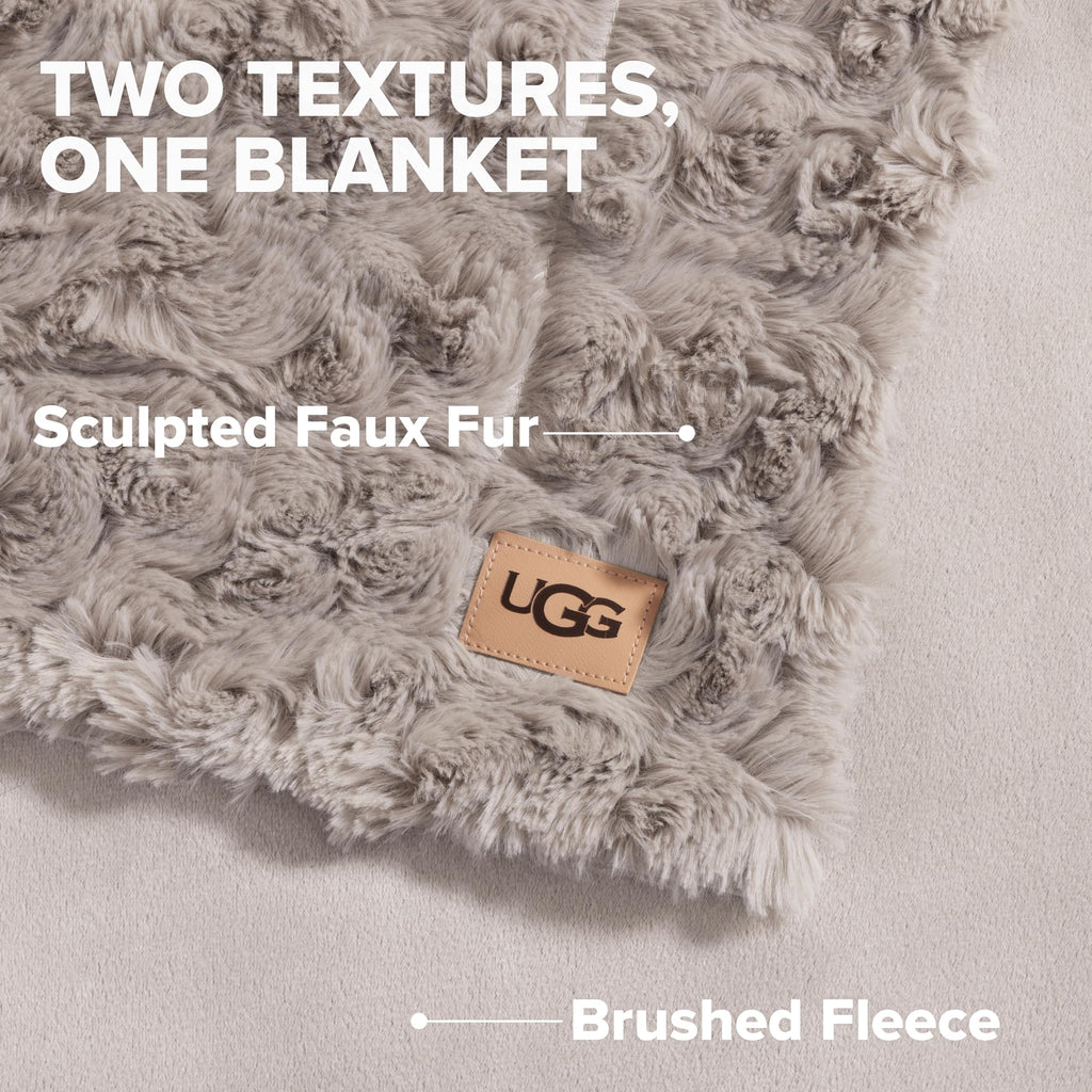 UGG Adalee Throw Blanket for Bed, Faux Fur Blanket, 50" x 70", Brown