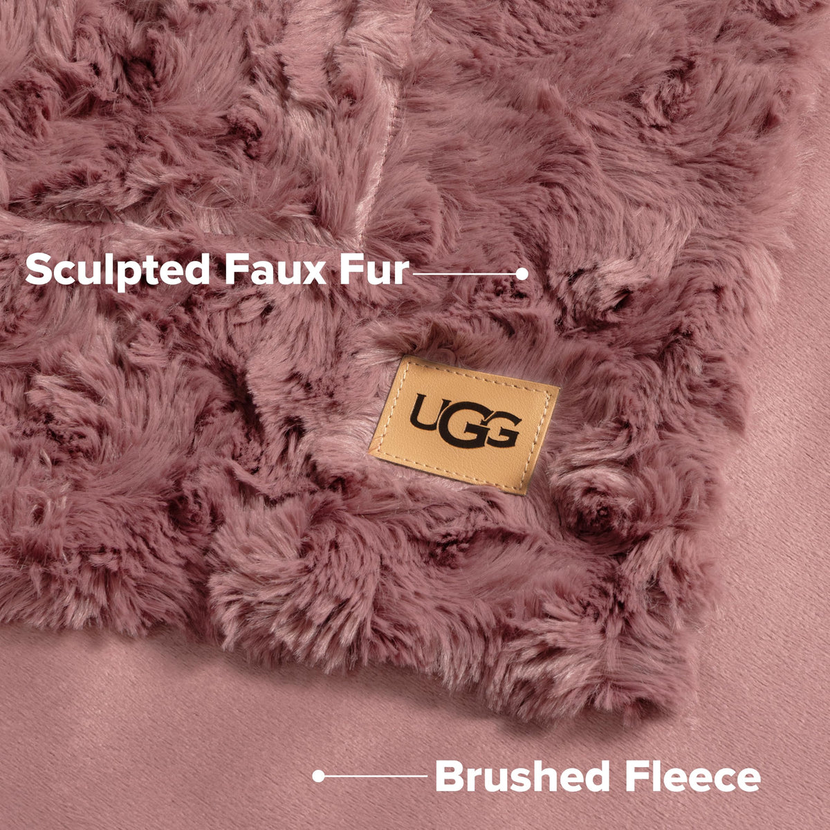 UGG Adalee Throw Blanket for Bed, Faux Fur Blanket, 50" x 70", Brown