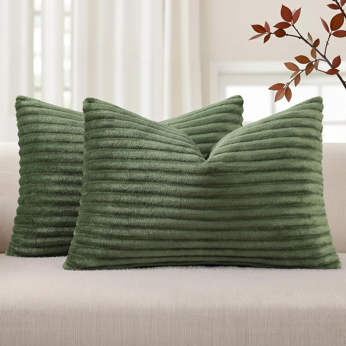 Simmore Fall Soft Cream White Flannel Throw Pillow Covers 24X24 Set of 2